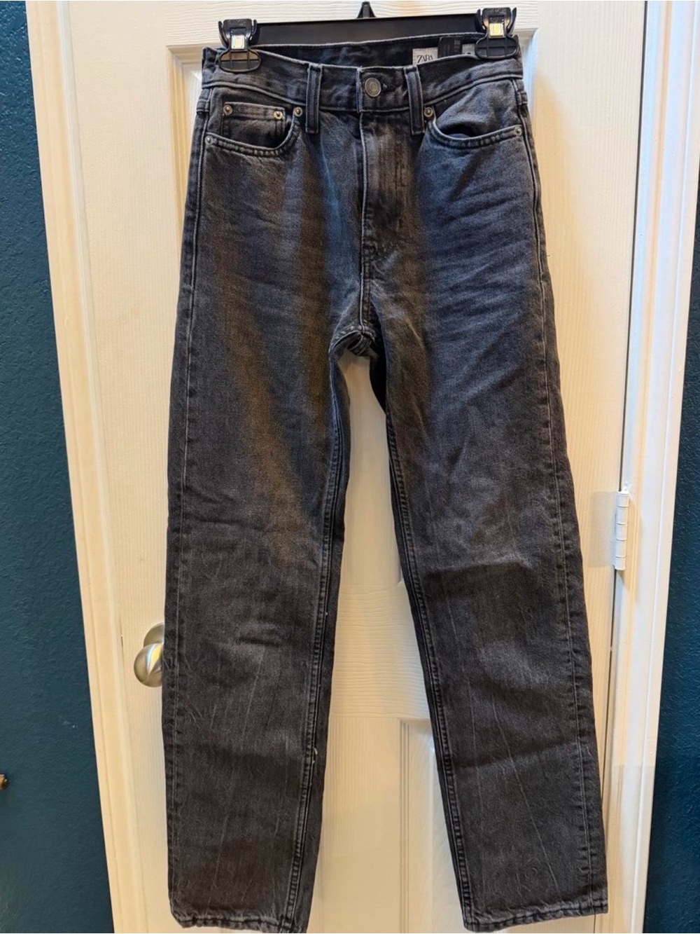 Zara women’s Straight Black Washed Denim Jeans